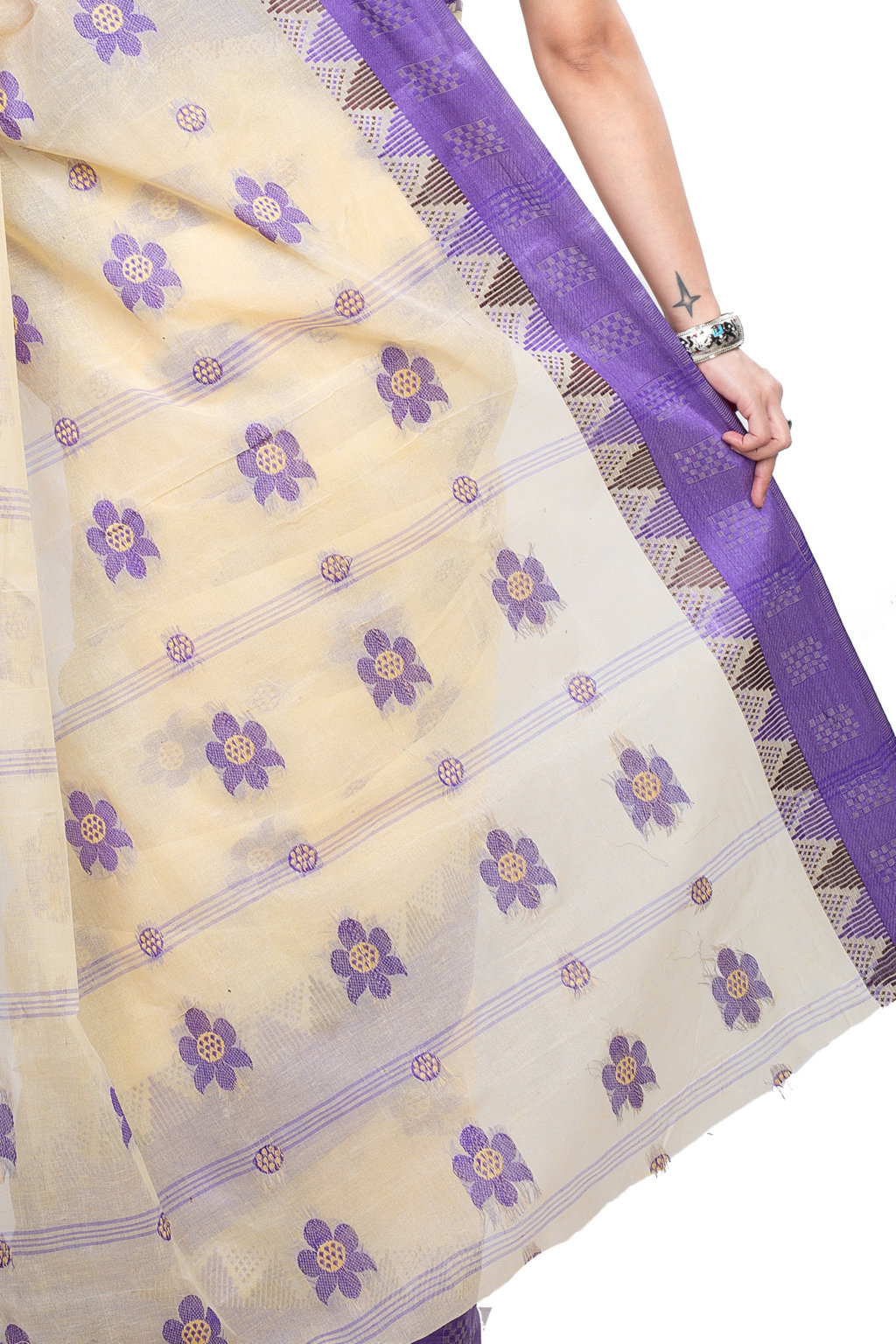Violet Pure Cotton Palasful Tant Saree (898)